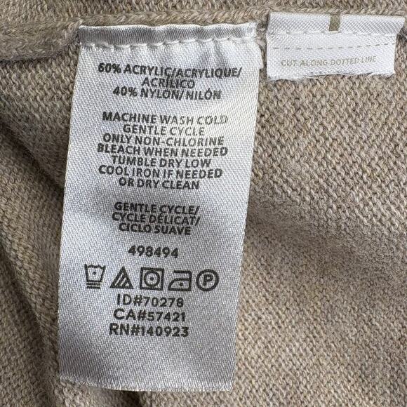 Loft Tan Neutral Minimalist Cowl Neck Lightweight Sweater Womens Sz M - Picture 4 of 4